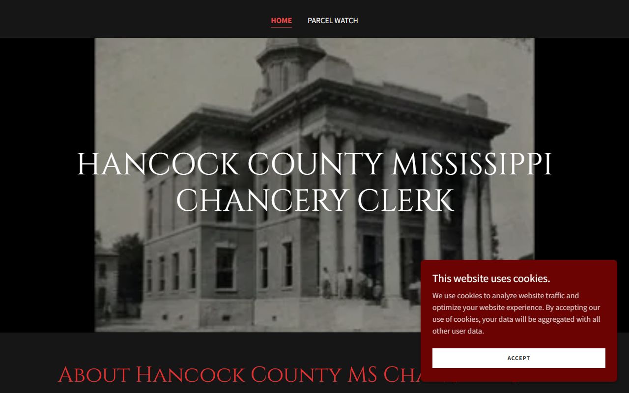 Hancock County Chancery Clerk website covering probate and Chancery Court records