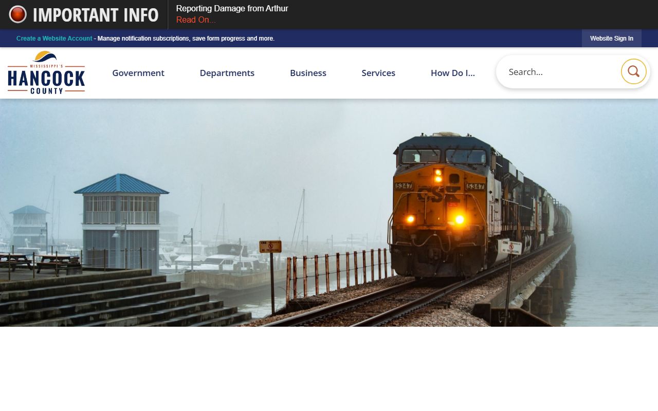 Hancock County official homepage linking to court records tools