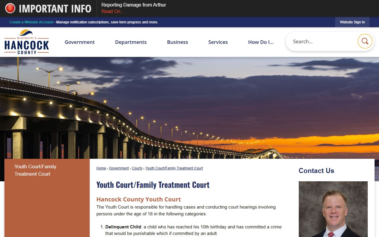 Hancock County Youth Court page tied to probate and Chancery Court guardianship matters