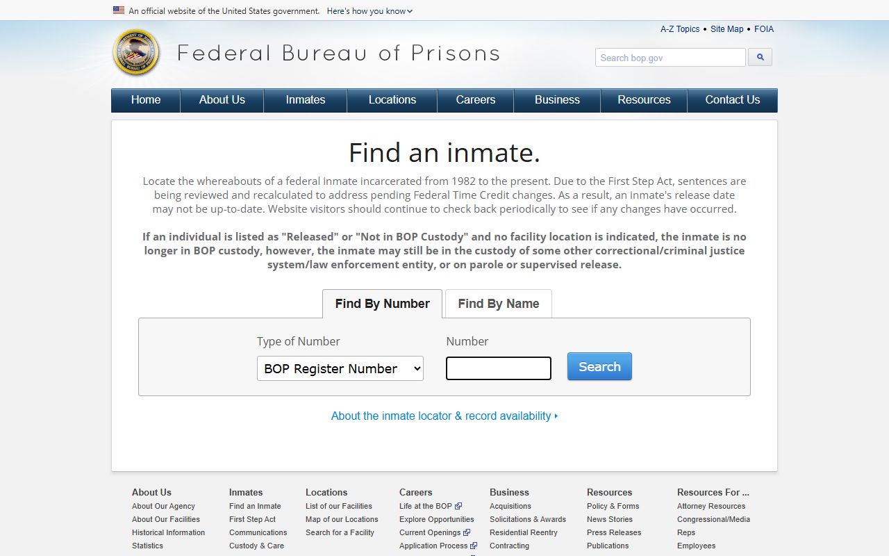 Federal Bureau of Prisons inmate locator for Hancock County federal custody