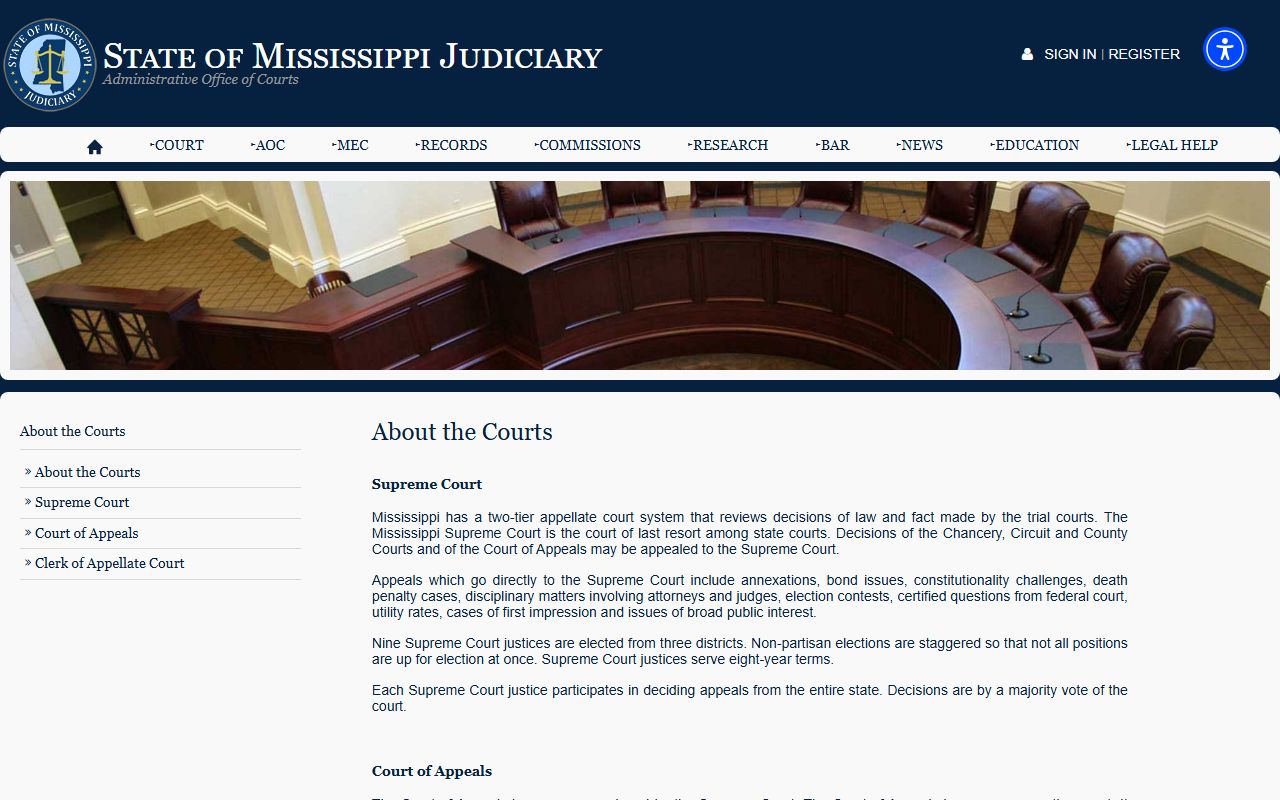 Hancock County Circuit Court appeals and Mississippi Judiciary court records overview
