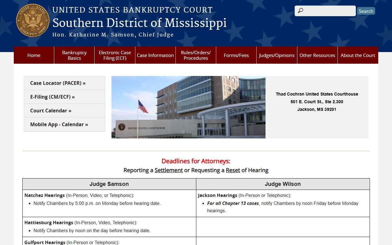 Hancock County federal bankruptcy court records for the Southern District of Mississippi